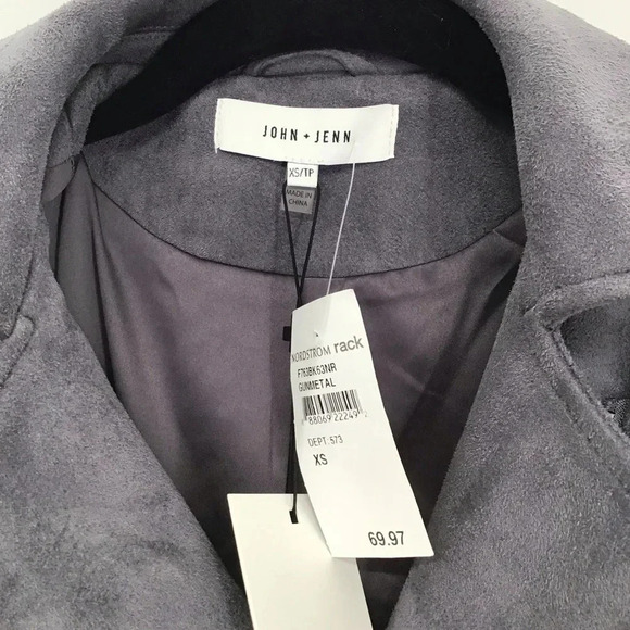 John + Jenn Women’s Moto Jacket Faux Suede Gunmetal Gromet Detail Casual Size XS - Picture 4 of 10
